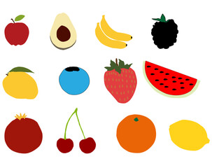 Ripe fruits isolated on white background, Organic fruits. Healthy eating concept. 