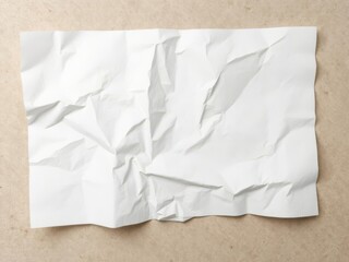 Obraz premium Crumpled white paper with creases and wrinkles on a textured surface, detail, crumpled