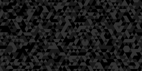 Seamless geometric pattern square shapes low polygon backdrop background. Abstract geometric wall tile and metal cube background triangle wallpaper. Black polygonal background.