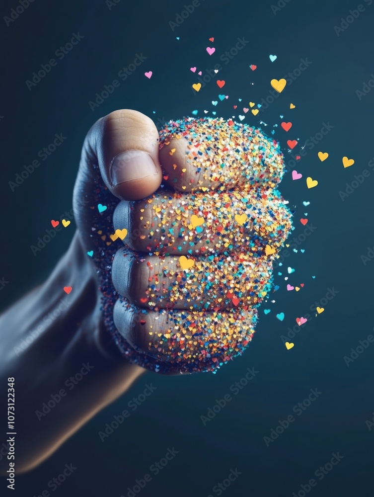 Sticker Person holding donut with sprinkles,