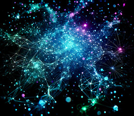 Futuristic Neural Network Cyberspace Background