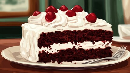 Cozy Cafe Backdrop with Red Velvet Cake