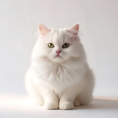 Obraz premium A White Cat Sitting on a White Background