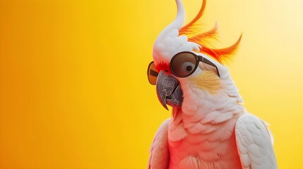 cockatoo on a colorful gradient background, vector art, digital art, faceted, minimal, abstract, panorama background. 