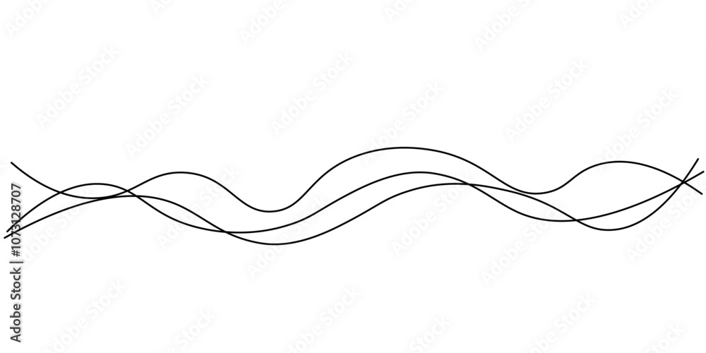 Poster Vector curve wave seamless pattern background. Abstract thin gray and white wavy lines background.