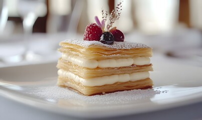generation AI, Luxury French cake, French dessert, Mille-feuille