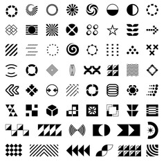 Abstract geometric design elements in various styles and modern geometric forms.