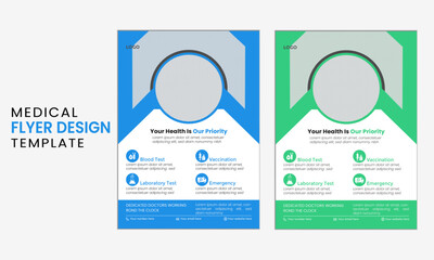 corporate healthcare and medical flyer design template, in A4 size ,creative professional leaflet or poster design layout.