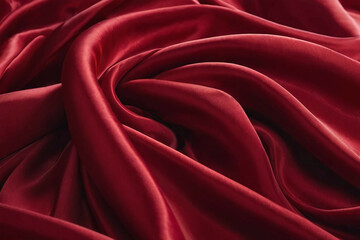 Obraz premium a flowing red fabric gently swaying in the wind on a clean white background