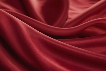 a flowing red fabric gently swaying in the wind on a clean white background