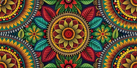 Vibrant Colored African Floral Patterns in Fashion Photography Showcasing Bold and Lively Designs for Unique Textiles and Apparel Creations