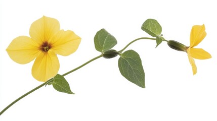 Naklejka premium Elegant yellow flowers with green leaves on a delicate branch