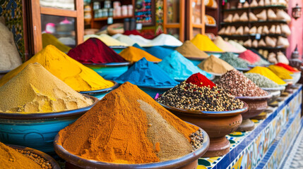 A variety of spices on the Morocco market