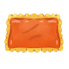 Cartoon pillow illustration vector, yellow orange pillow clip art in hand drawn watercolor style, cute pillow image
