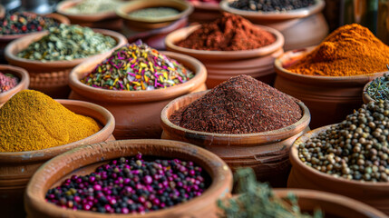 Fototapeta premium A variety of spices on the Morocco market