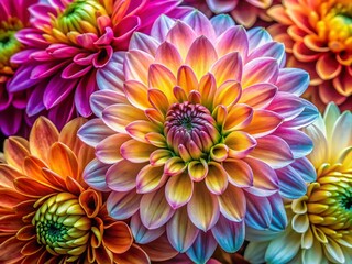 Vibrant Macro Photography of Watercolor Flowers for Stunning Wallpaper Designs, Showcasing Rich Colors and Delicate Petals in an Artistic Floral Arrangement