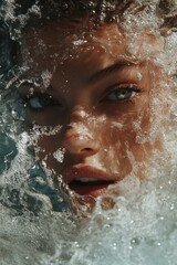 Woman's face underwater