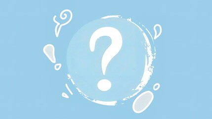 Fototapeta premium White Question Mark on Blue Background - a clear and thought-provoking visual. The white question mark stands out boldly against the blue backdrop, inviting curiosity and inquiry.