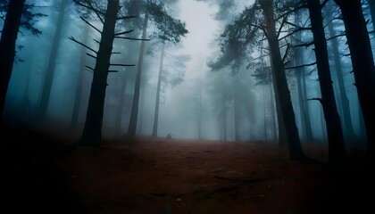 sunlight in green forest, natural woods landscape
