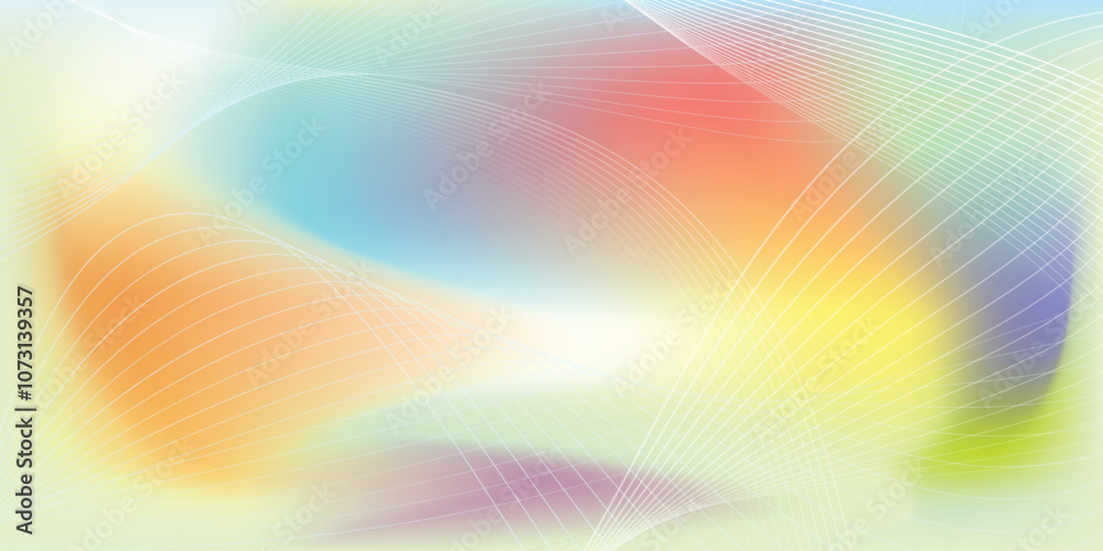 Poster thin line wavy abstract vector background. abstract glowing wave lines on soft color background. fut