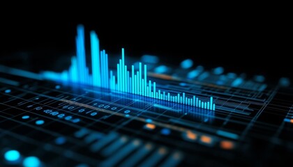 Abstract 3D Chart on Technology Background, Financial Data Analysis, Business Intelligence