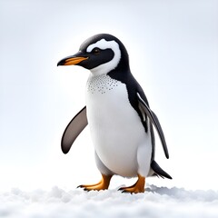 A penguin on the snow.