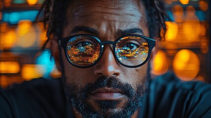 Forward-Thinking Business Team Analyzing Market Data with AI Technology in Futuristic Workspace