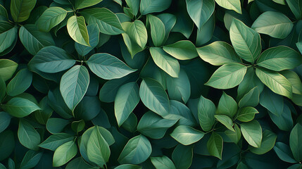 green leaves glistening with dew in the morning sunlight, showcasing intricate textures
