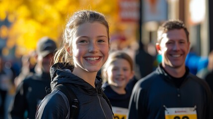 Family Participating in a Charitable Running or Walking Event for a Good Cause
