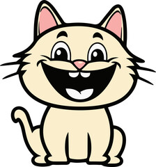 A cheerful cartoon cat with a big smile, perfect for fun illustrations.
