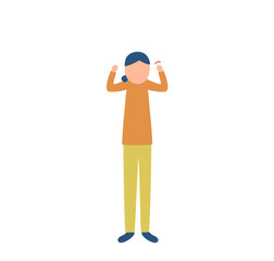 ガッツポーズをする女性のイラスト