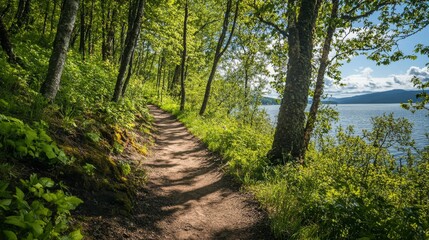 Naklejka premium Scenic Hiking Trail with a View
