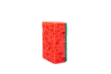 Colorful dish sponges isolated on white background. Kitchen sponge. Cleaning concept, cleaning service. Dishwashing liquid with clean and dirty dishes plate. Place for text, copy space.Wash the dishes