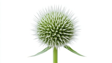 Close-up of white globe thistle isolated on white background
