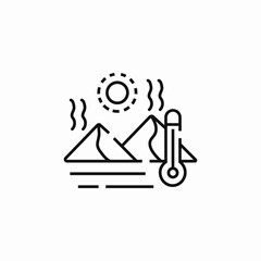 hot temperature desert pyramides icon sign vector