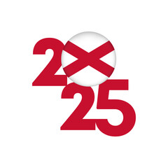 2025 banner with Northern Ireland flag inside. Vector illustration.