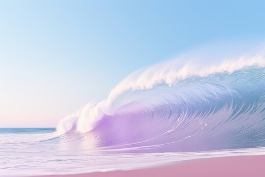 Minimalist wave artwork in soft purple and lilac hues evoking serenity of calm waters