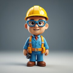 3d builder engineer icon with helmet and wrench