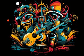 Orchestral animals  a charming scene of creatures playing musical instruments together