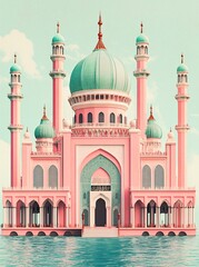 vibrant architectural details of a mosque during ramadan