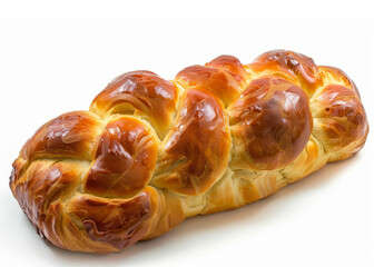Sweet braided bread isolated on white background. Challah bread of plaited.