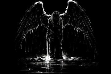 Guardian angel providing comfort  a serene scene of protection and support with open wings