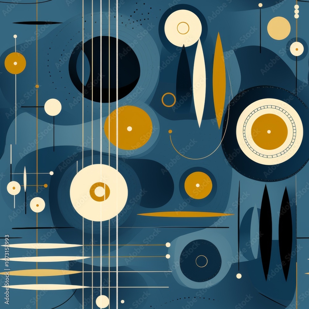 Poster dynamic composition of simple geometric shapes circles and squares in various shades of one color