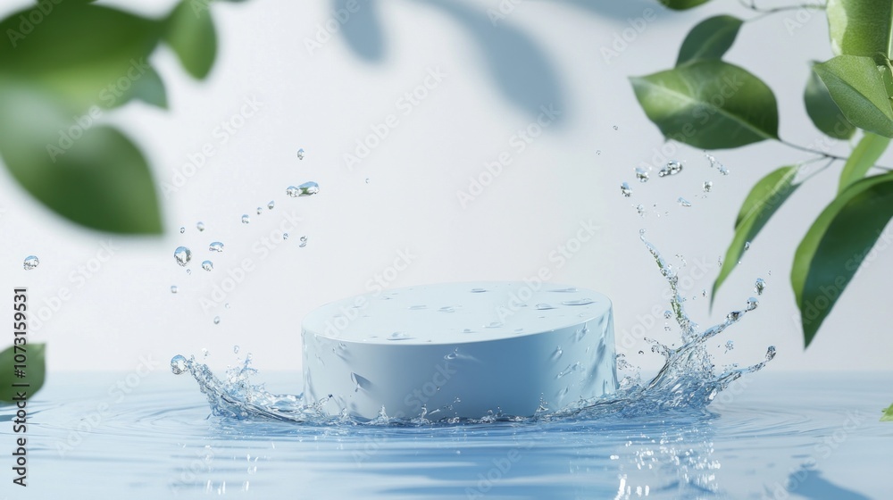 Poster a blue object is floating in a body of water