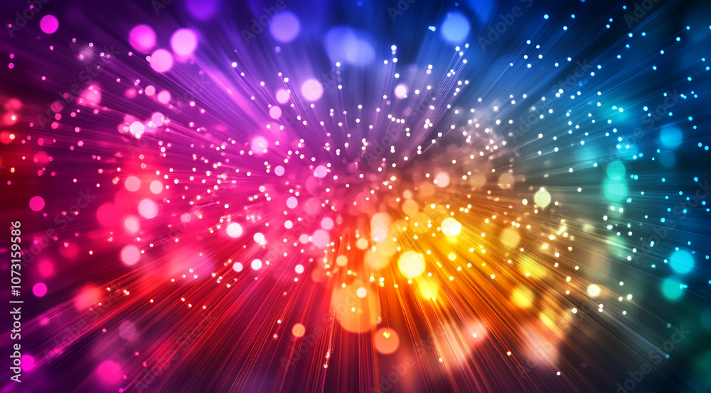 Leinwandbilder a burst of colorful lights creates a dazzling display of light beams and bokeh. the background is da