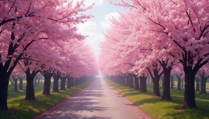The cherry blossoms create a breathtaking spectacle in spring