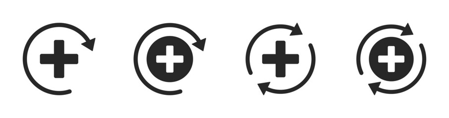 Health recovery flat vector signs set. Health recovery icon concepts