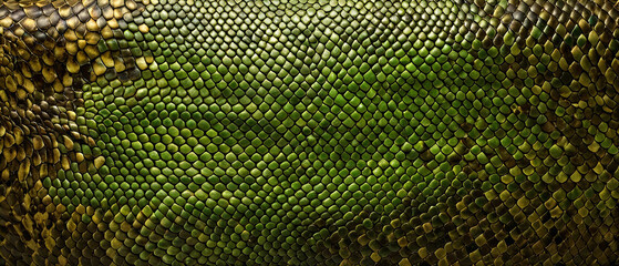 An elegant close-up of snake skin spread out as a background, showing intricate patterns and textures