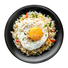 Fried Rice with Sunny Side Up Isolated on Transparent Background