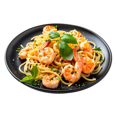 Spaghetti with Prawn Isolated on Transparent Background